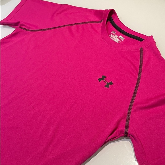 Under Armour HeatGear Pink/Fuchsia Performance Tee - Picture 5 of 9